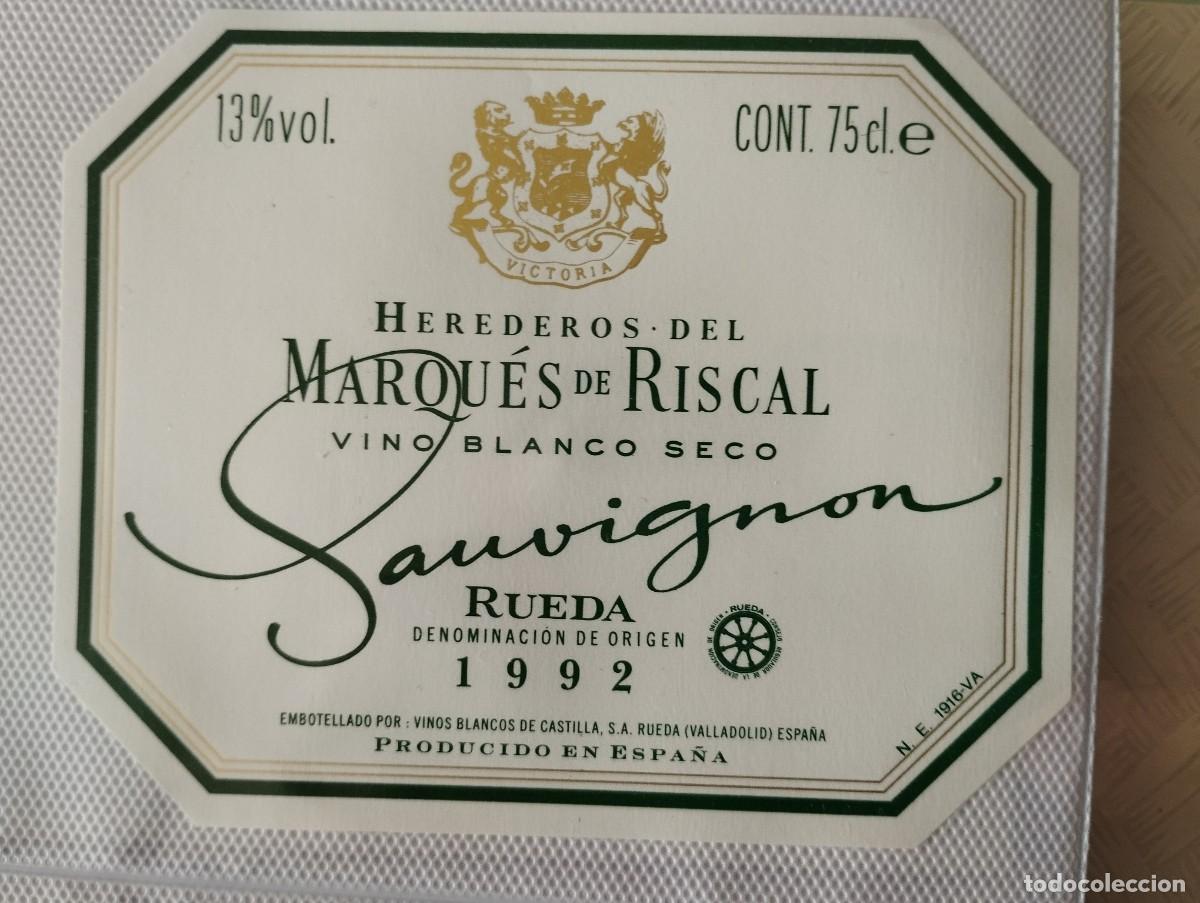 Etiquetas antiguas: ETIQUETA DE VINO HEREDEROS DE MARQUES DE RISCAL SAUVIGNON