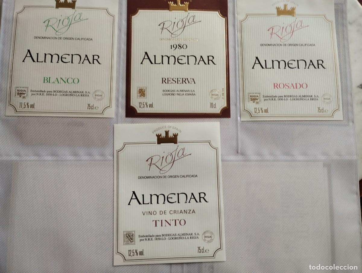 Etiquetas antiguas: 4 ETIQUETAS DE VINO BLANCO ,RESERVA, ROSADO Y TINTO ALMENAR