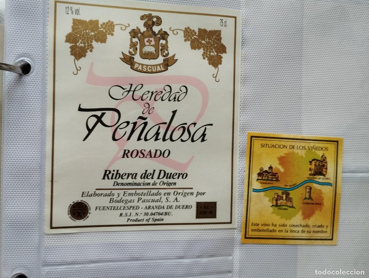 Etiquetas antiguas: ETIQUETA DE VINO ROSADO HEREDAD DE PE&Ntilde;ALOSA RIBERA DEL DUERO