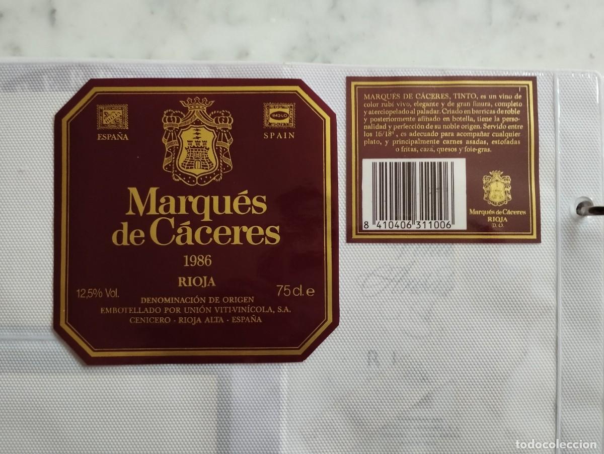 Etiquetas antiguas: ETIQUETA DE VINO MARQUES DE CACERES RIOJA 1986