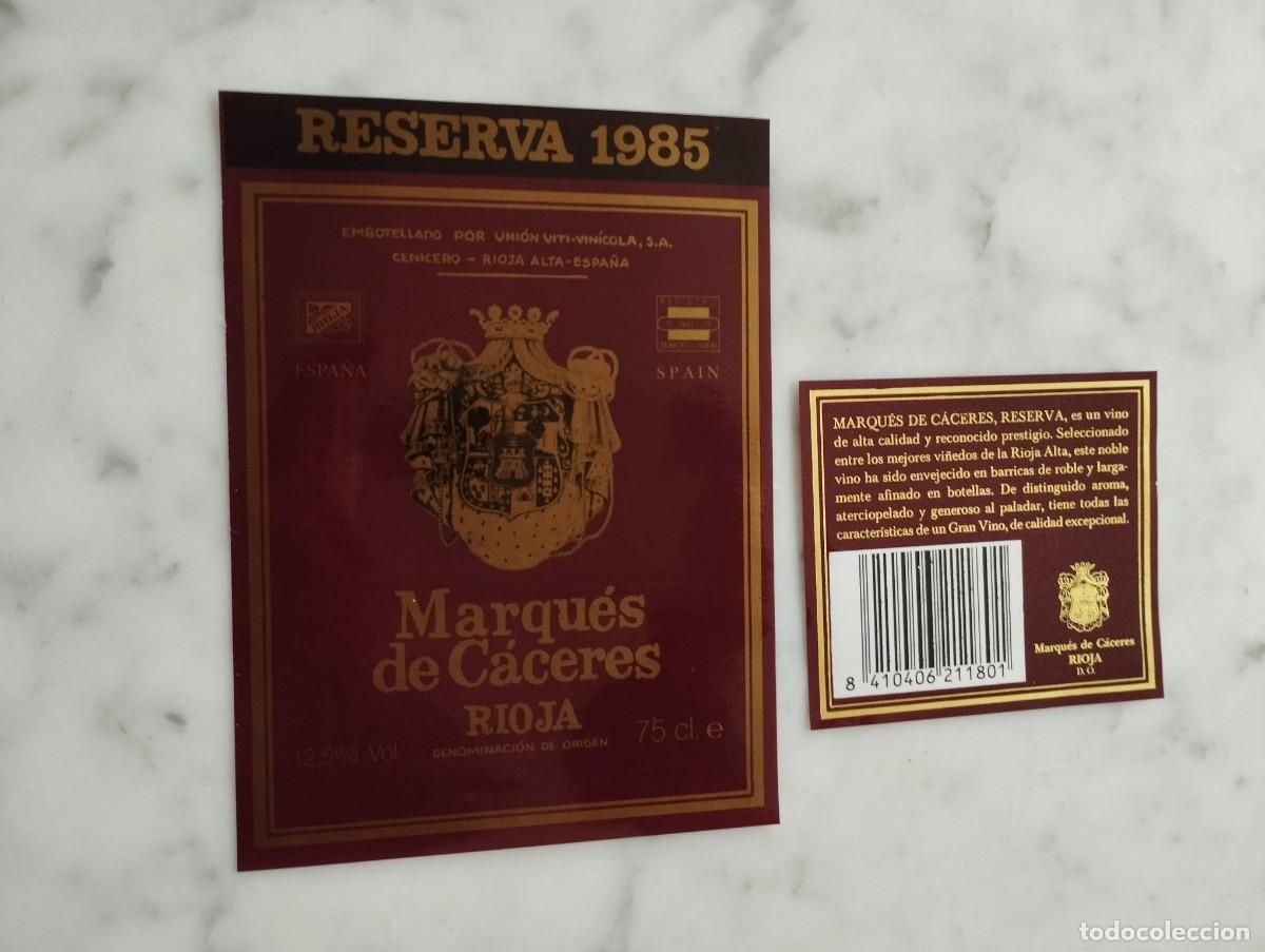 Etiquetas antiguas: ETIQUETA DE VINO RESERVA 1985 MARQUES DE CACERES RIOJA
