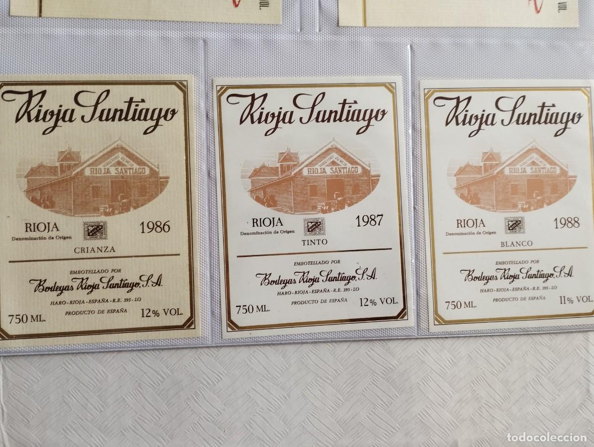 Etiquetas antiguas: 3 ETIQUETAS VINO RIOJA, CRIANZA ,TINTO,BLANCO, RIOJA SANTIAGO