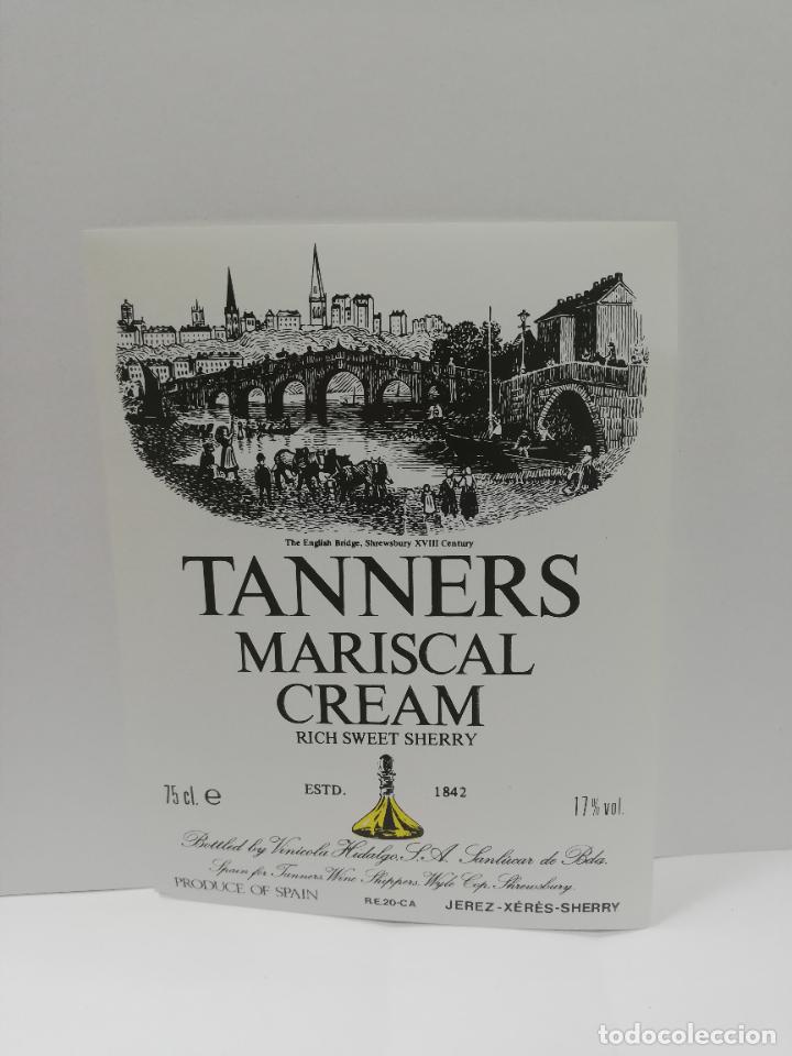 Etiquetas antiguas: ETIQUETA DE VINO. TANNERS MARISCAL CREAM. JEREZ-XERES-SHERRY. MED : 14 X 10 CM APROX.