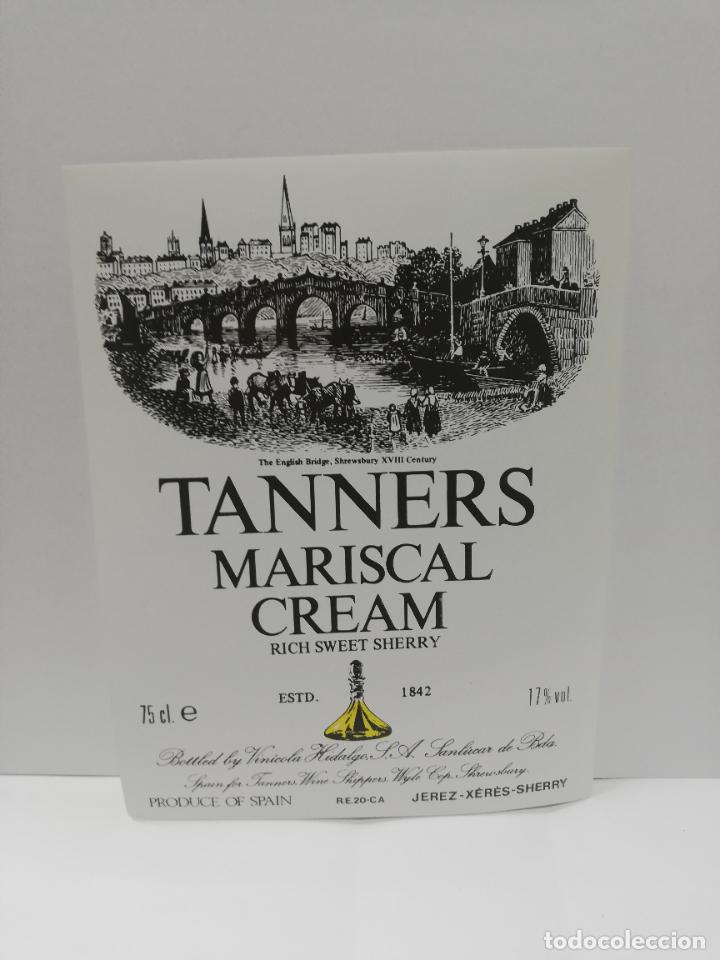 Etiquetas antiguas: ETIQUETA DE VINO. TANNERS MARISCAL CREAM. JEREZ-XERES-SHERRY. MED : 14 X 10 CM APROX.