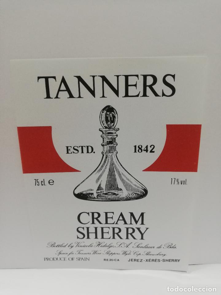 Etiquetas antiguas: ETIQUETA DE VINO. TANNERS MARISCAL CREAM SHERRY. JEREZ-XERES-SHERRY. MED : 14 X 10 CM APROX.