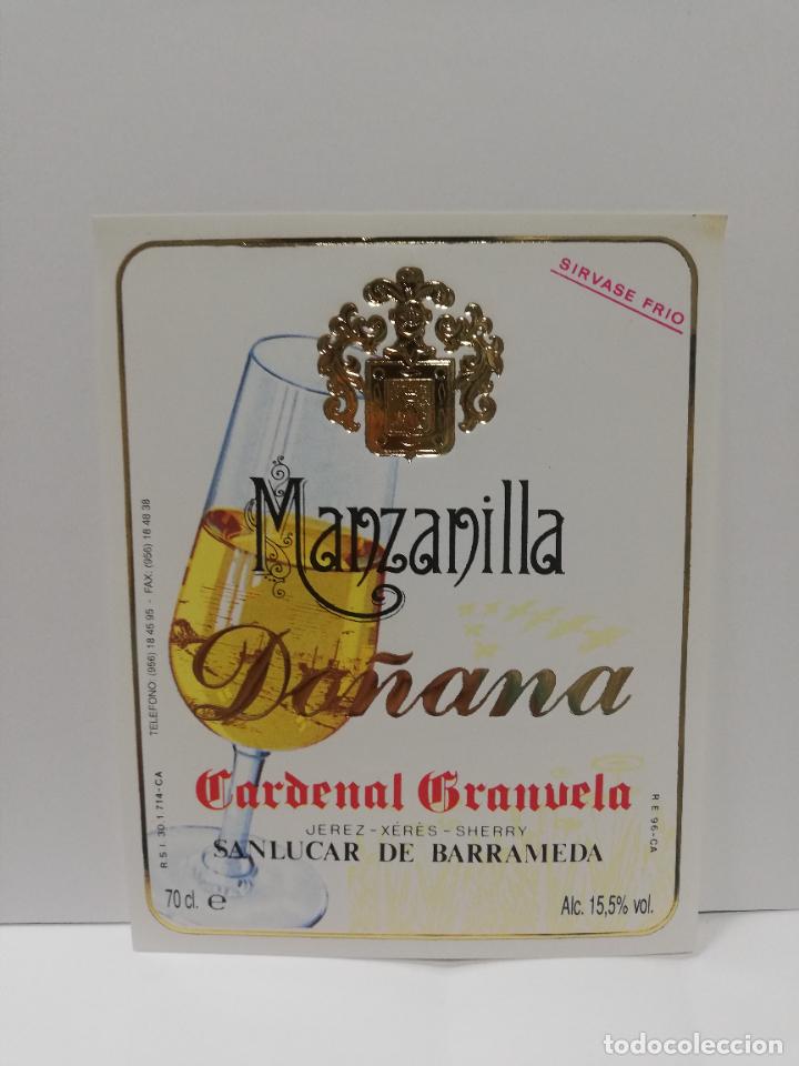 Etiquetas antiguas: ETIQUETA DE VINO. MANZANILLA DO&Ntilde;ANA. SANLUCAR DE BARRAMEDA.