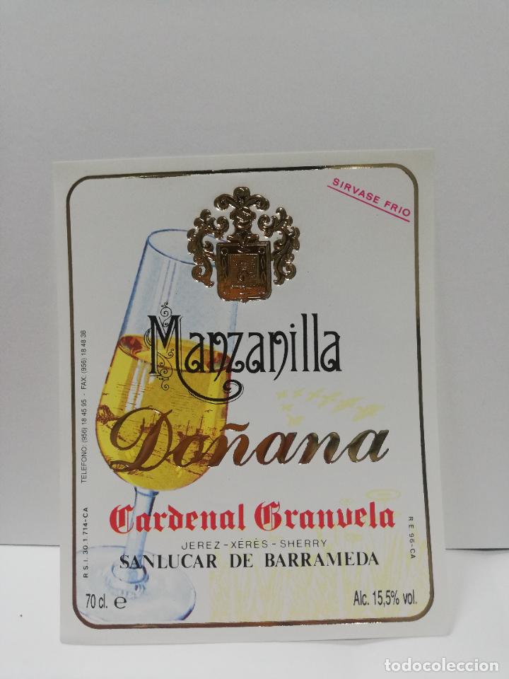 Etiquetas antiguas: ETIQUETA DE VINO. MANZANILLA DO&Ntilde;ANA. SANLUCAR DE BARRAMEDA.