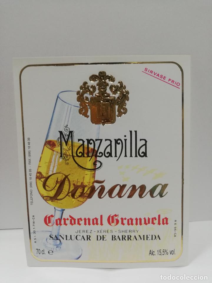 Alte Etiketten: ETIQUETA DE VINO. MANZANILLA DO&Ntilde;ANA. SANLUCAR DE BARRAMEDA.