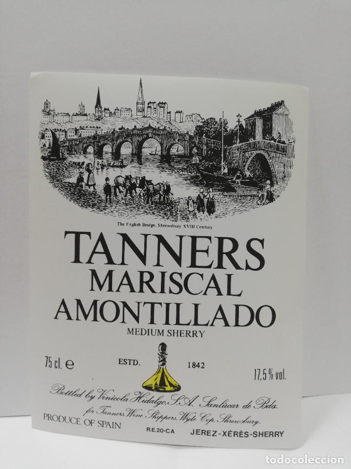 Etiquetas antiguas: ETIQUETA DE VINO. TANNERS MARISCAL AMONTILLADO. JEREZ-XERES-SHERRY. MED : 14 X 10 CM APROX.