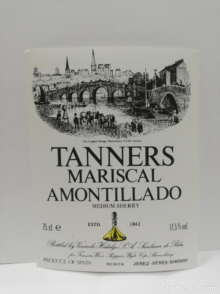 Etiquetas antiguas: ETIQUETA DE VINO. TANNERS MARISCAL AMONTILLADO. JEREZ-XERES-SHERRY. MED : 14 X 10 CM APROX.