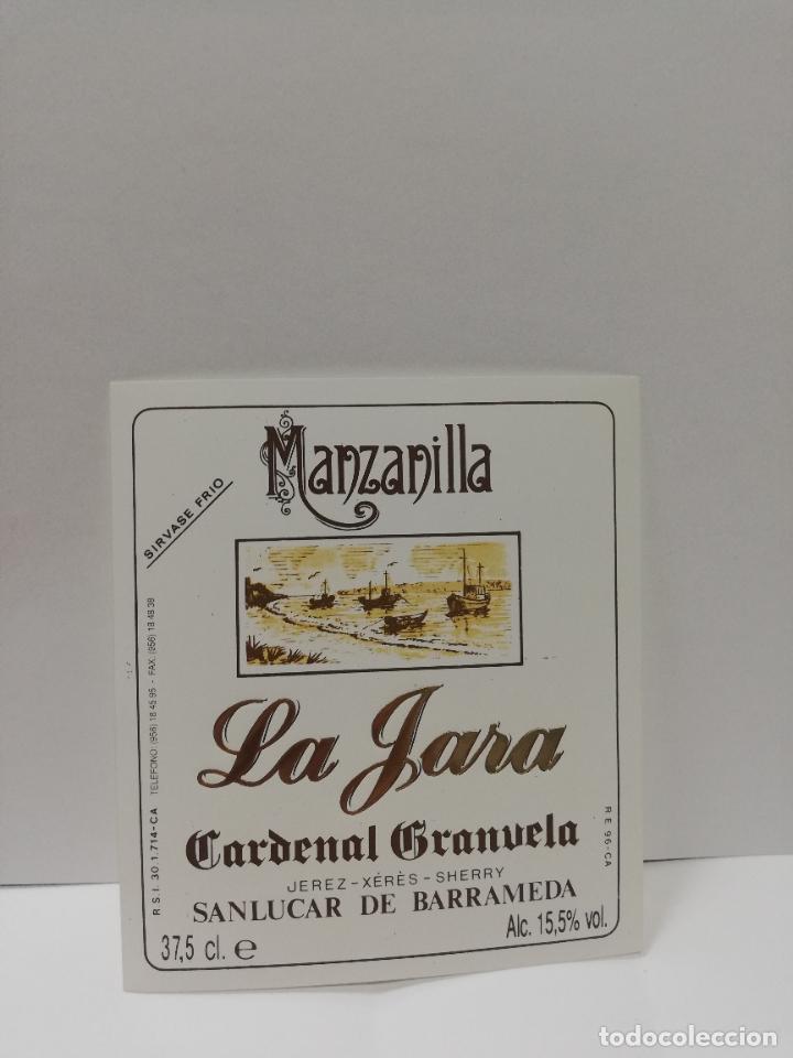 Etiquetas antiguas: ETIQUETA DE VINO. MANZANILLA LA JARA. CARDENAL GRANUELA. SANLUCAR DE BARRAMEDA.