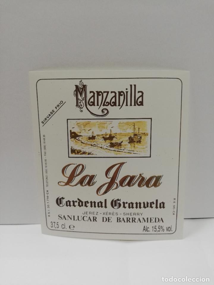 Etiquetas antiguas: ETIQUETA DE VINO. MANZANILLA LA JARA. CARDENAL GRANUELA. SANLUCAR DE BARRAMEDA.