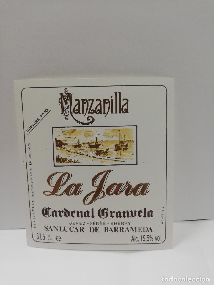 Etiquetas antiguas: ETIQUETA DE VINO. MANZANILLA LA JARA. CARDENAL GRANUELA. SANLUCAR DE BARRAMEDA.