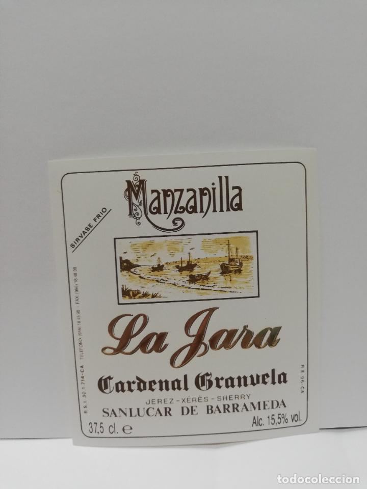 Etiquetas antiguas: ETIQUETA DE VINO. MANZANILLA LA JARA. CARDENAL GRANUELA. SANLUCAR DE BARRAMEDA.
