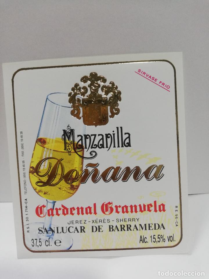 Etiquetas antiguas: ETIQUETA DE VINO. MANZANILLA DO&Ntilde;ANA. CARDENAL GRANUELA. SANLUCAR DE BARRAMEDA.