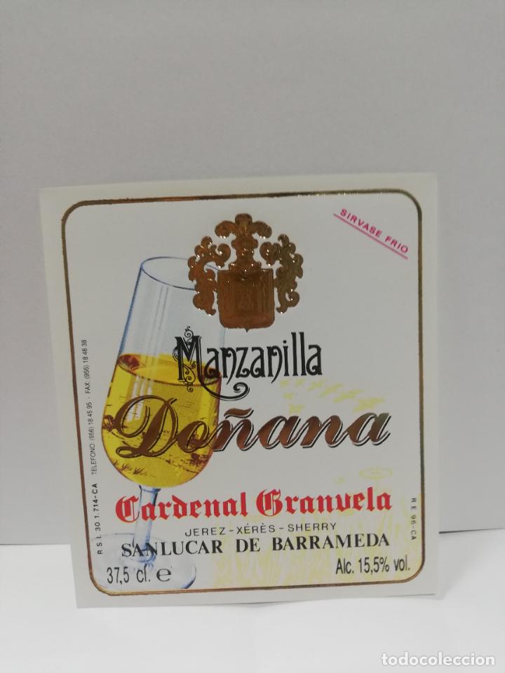 Etiquetas antiguas: ETIQUETA DE VINO. MANZANILLA DO&Ntilde;ANA. CARDENAL GRANUELA. SANLUCAR DE BARRAMEDA.