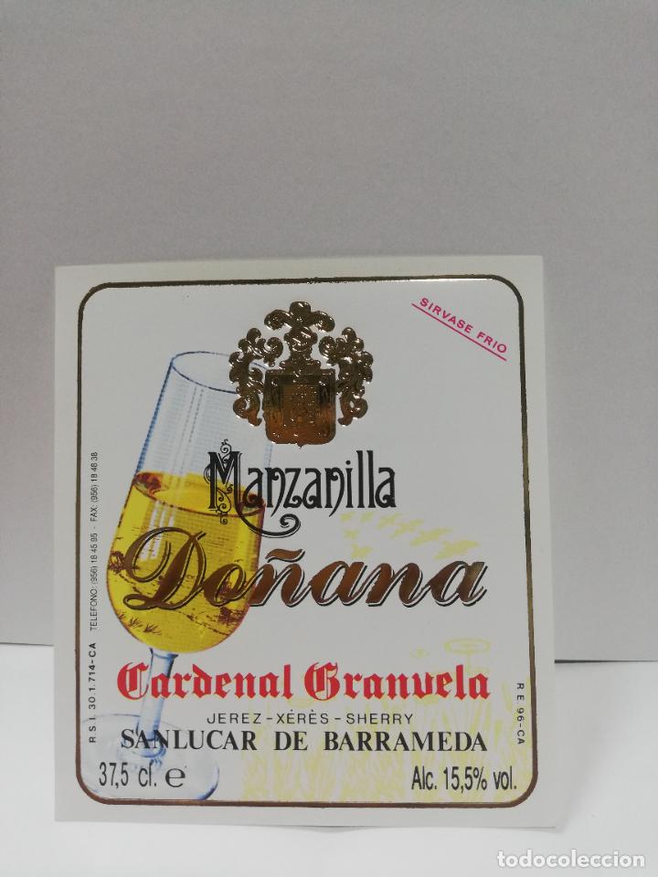Etiquetas antiguas: ETIQUETA DE VINO. MANZANILLA DO&Ntilde;ANA. CARDENAL GRANUELA. SANLUCAR DE BARRAMEDA.