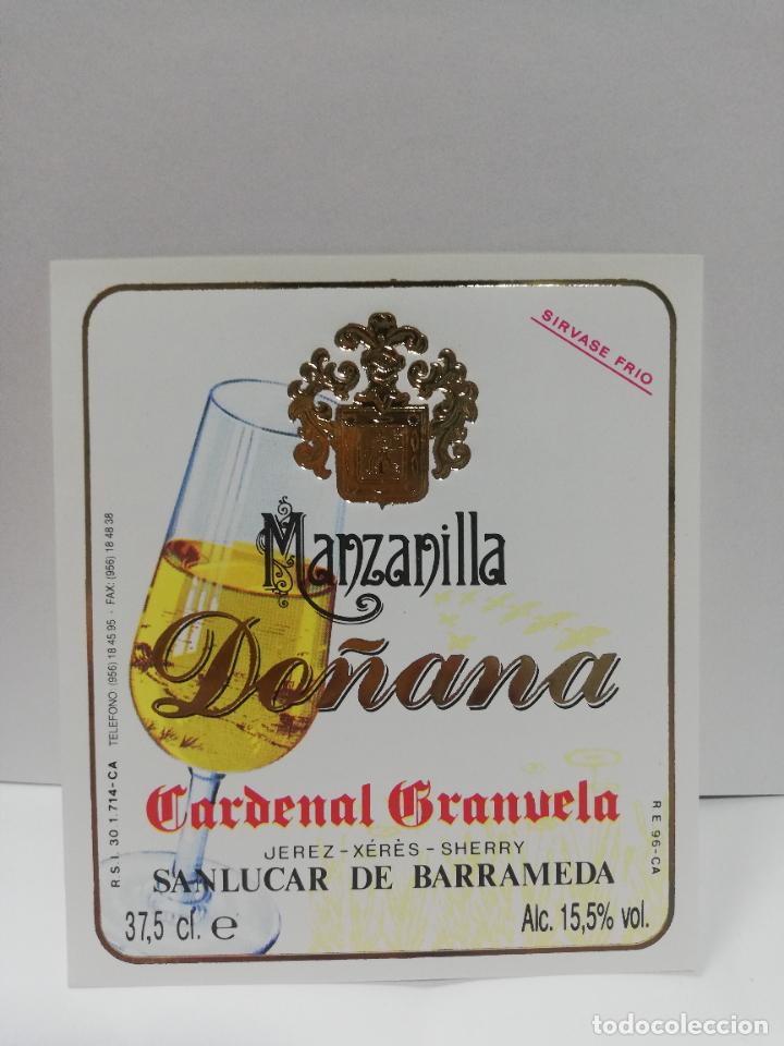 Etiquetas antiguas: ETIQUETA DE VINO. MANZANILLA DO&Ntilde;ANA. CARDENAL GRANUELA. SANLUCAR DE BARRAMEDA.