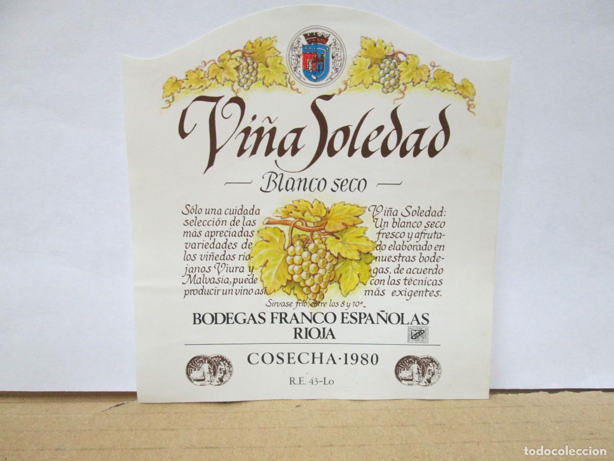 Etiquetas antiguas: ANTIGUA ETIQUETA, VINO BLANCO SECO VI&Ntilde;A SOLEDAD