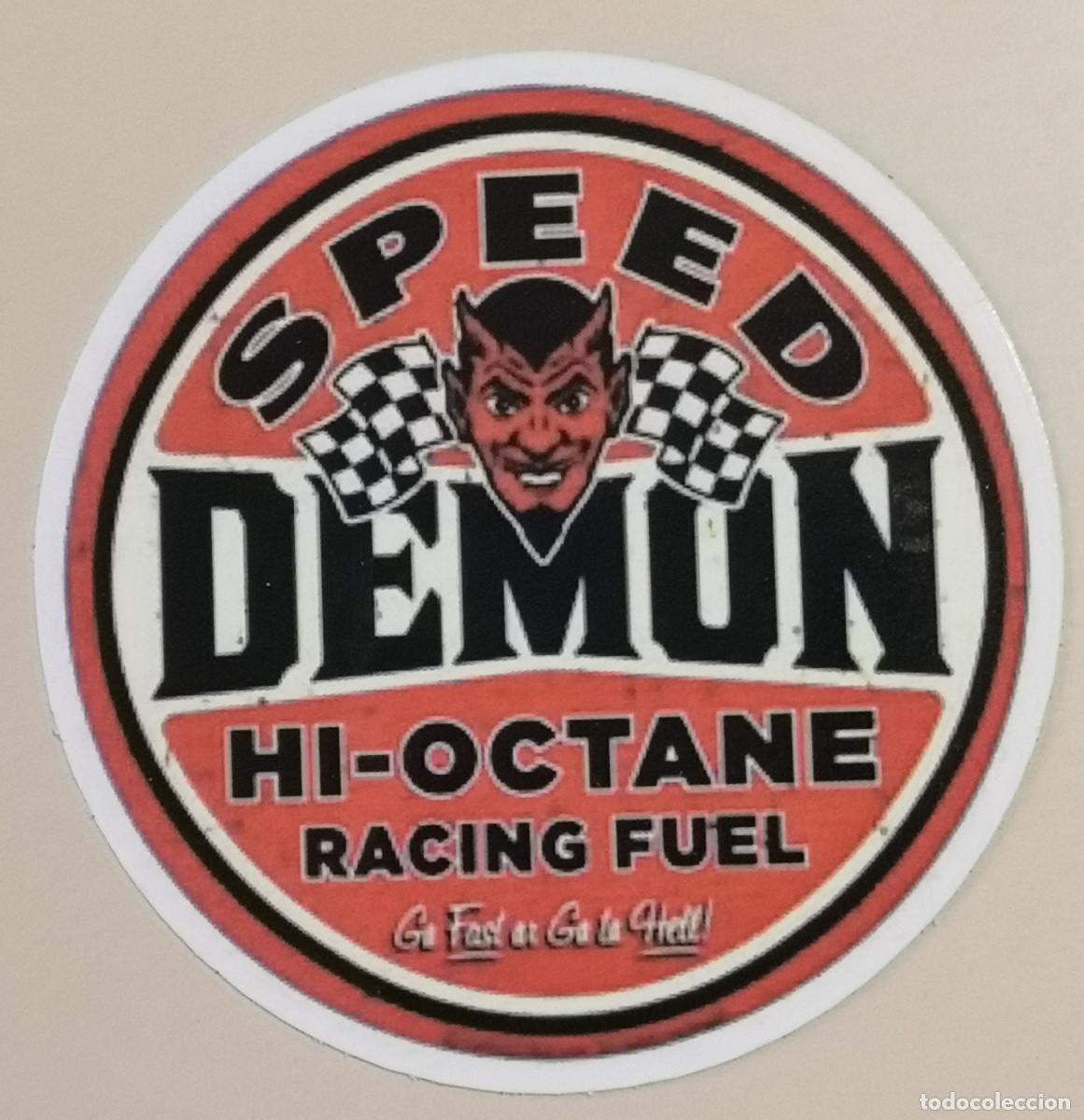 Etichette antiche: ETIQUETA LOGO PLASTIFICADO - MOTOR - DEMON SPEED HI-OCTANE RACING FUEL