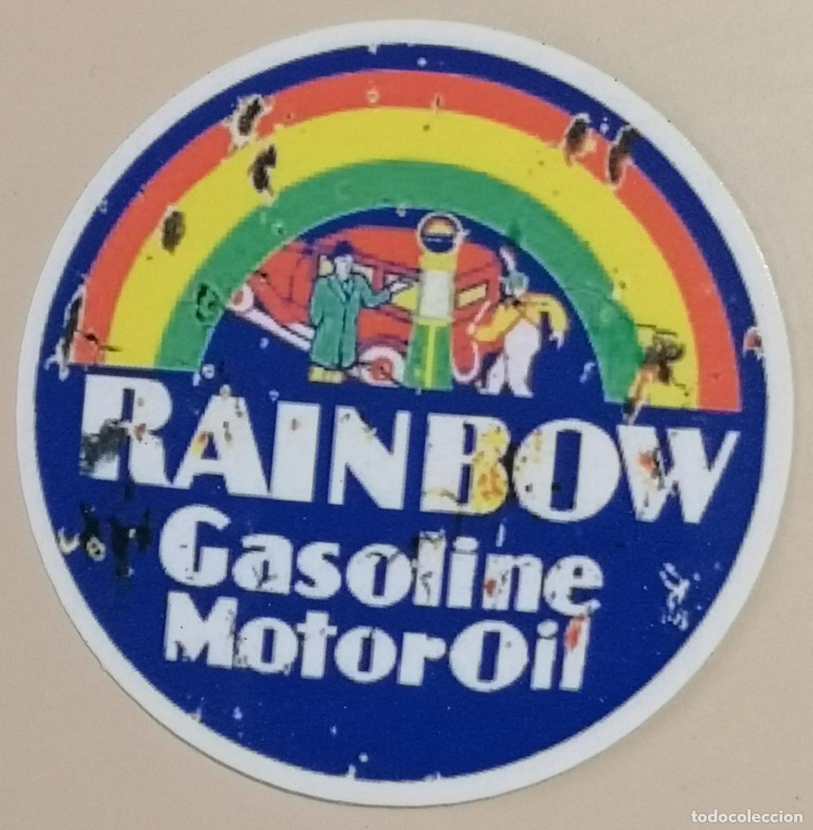 Etichette antiche: ETIQUETA LOGO PLASTIFICADO - MOTOR - RAINBOW GASOLINE MOTOROIL