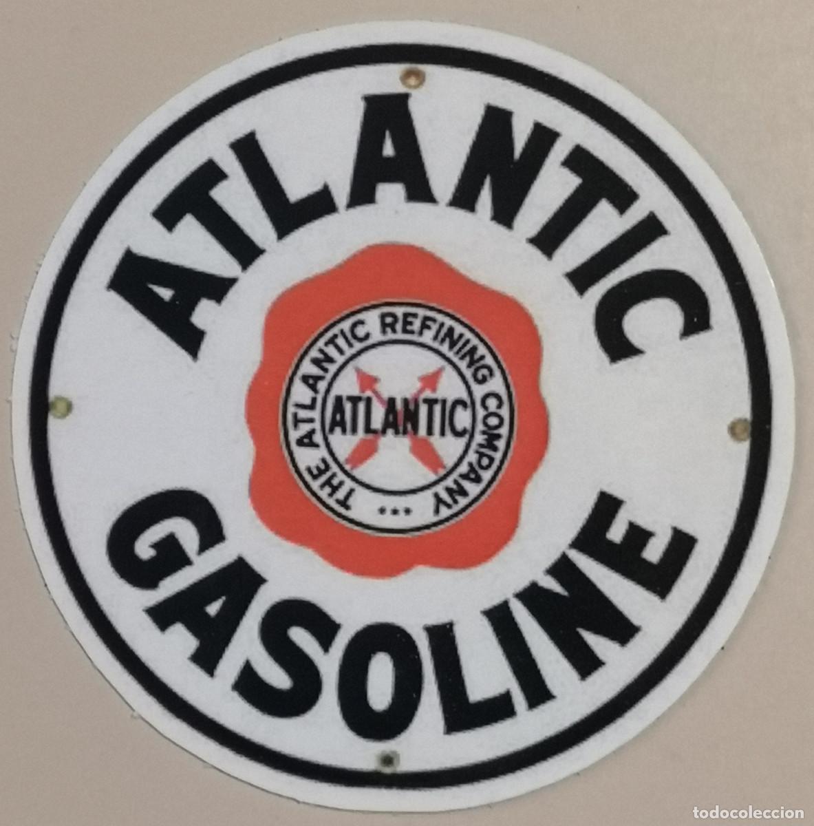 Etichette antiche: ETIQUETA LOGO PLASTIFICADO - MOTOR - ATLANTIC GASOLINE