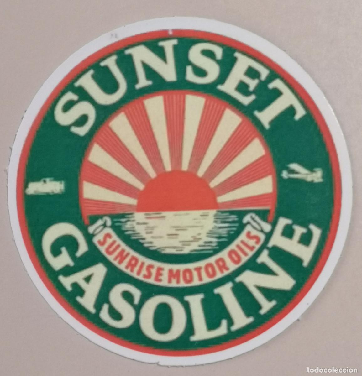 Etichette antiche: ETIQUETA LOGO PLASTIFICADO - MOTOR - SUNSET GASOLINE