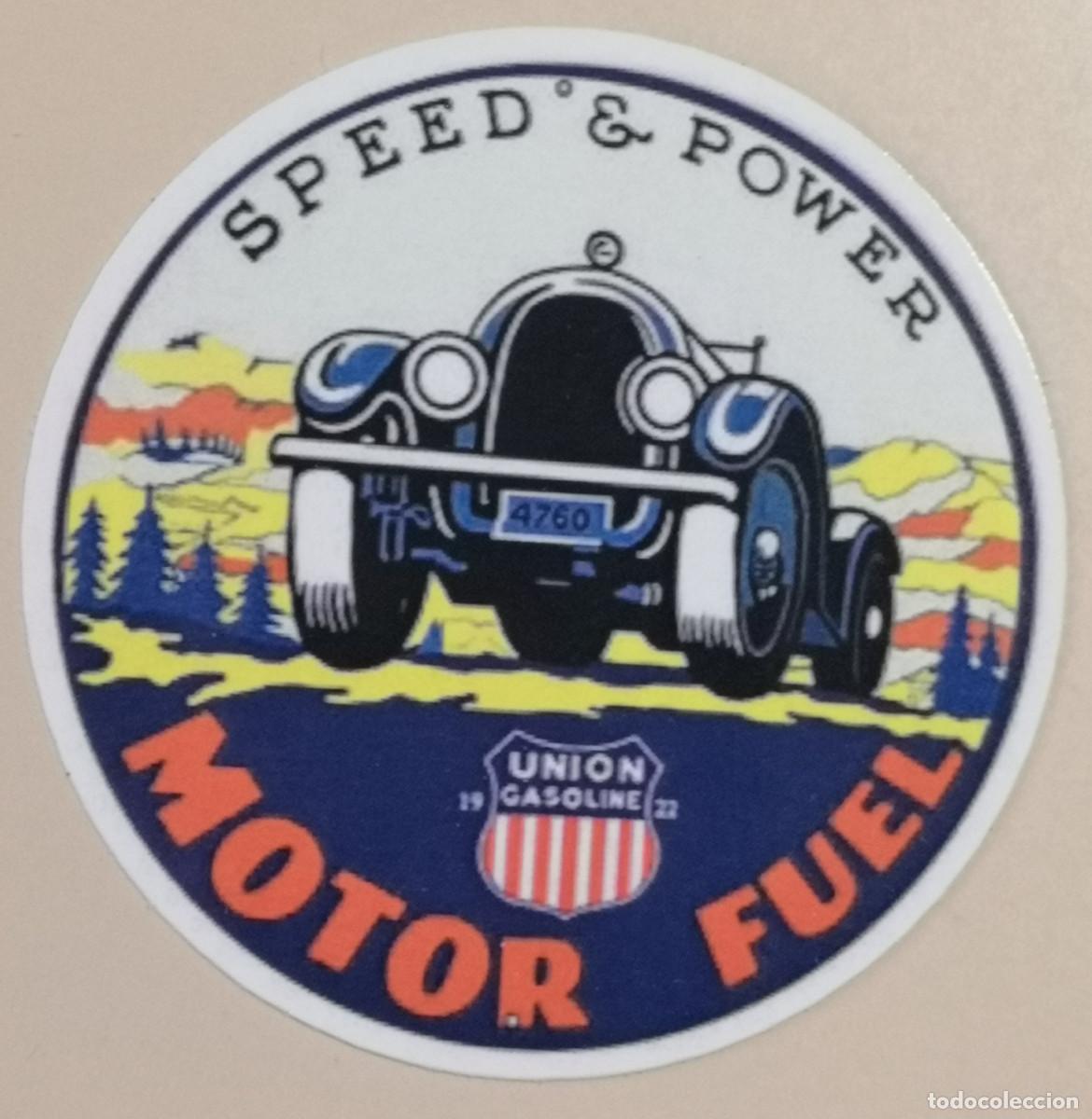 Etichette antiche: ETIQUETA LOGO PLASTIFICADO - MOTOR - SPEED & POWER MOTOR FUEL