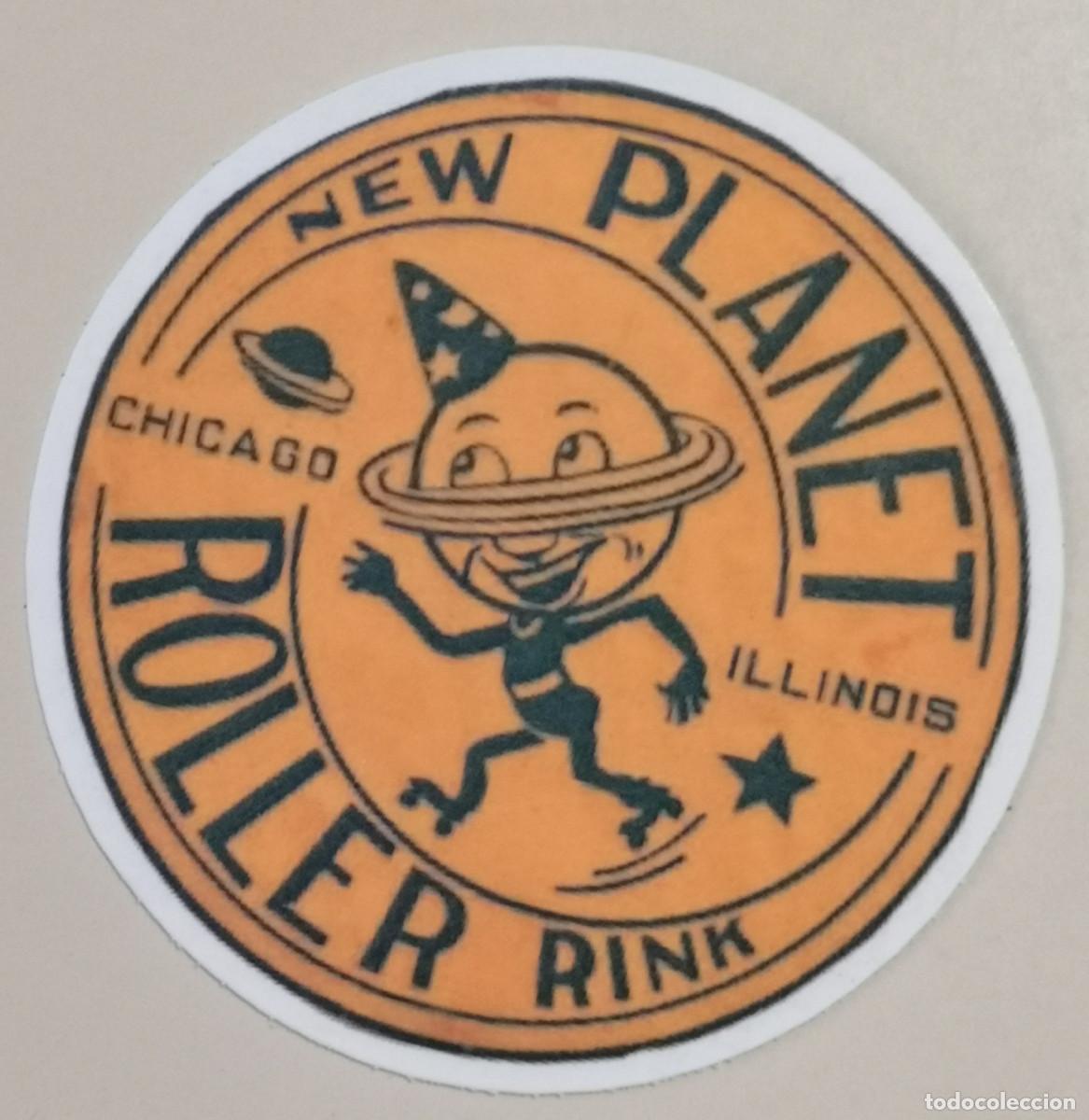 Etichette antiche: ETIQUETA LOGO PLASTIFICADO - SKATER - NEW PLANET ROLLER RINK