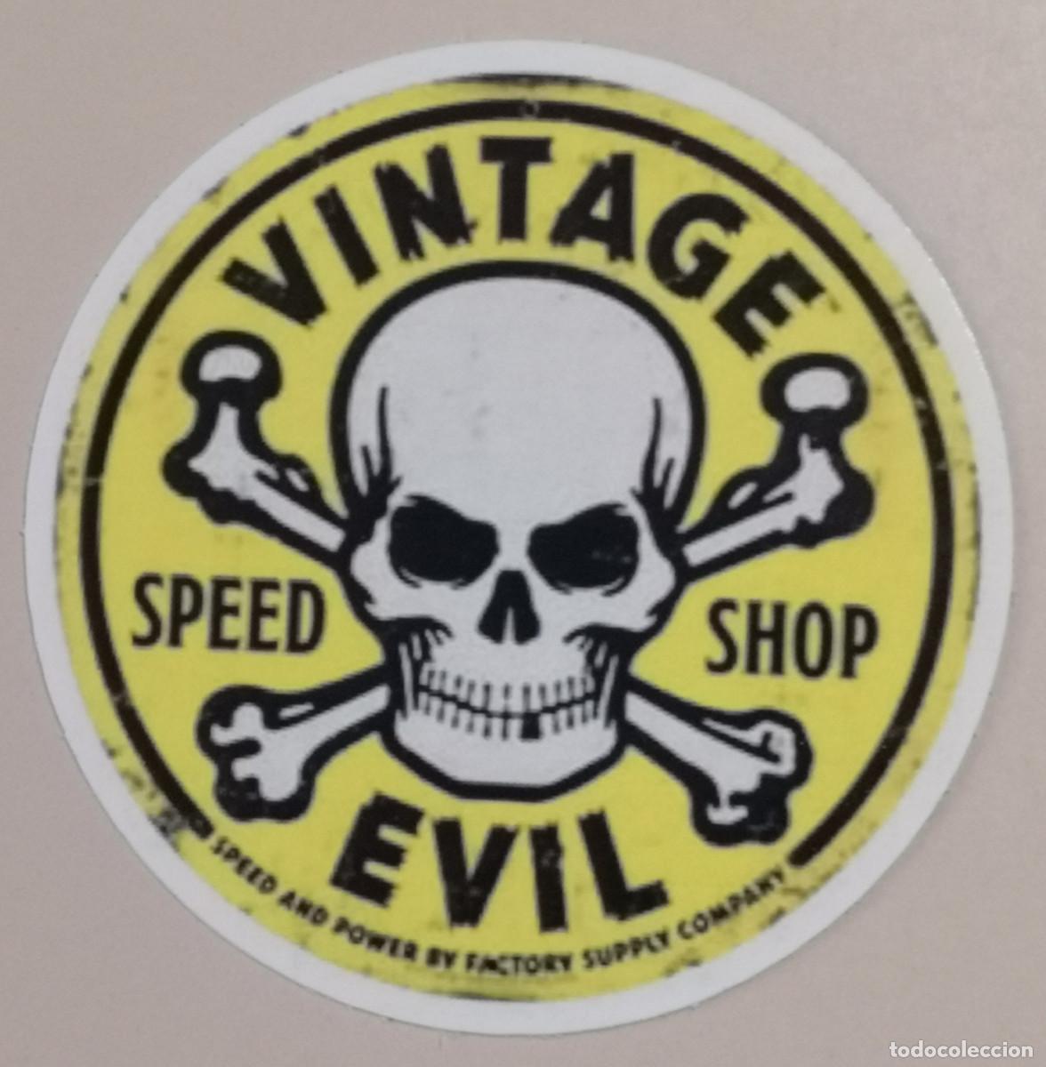 Etichette antiche: ETIQUETA LOGO PLASTIFICADO - VINTAGE EVIL SPEED SHOP