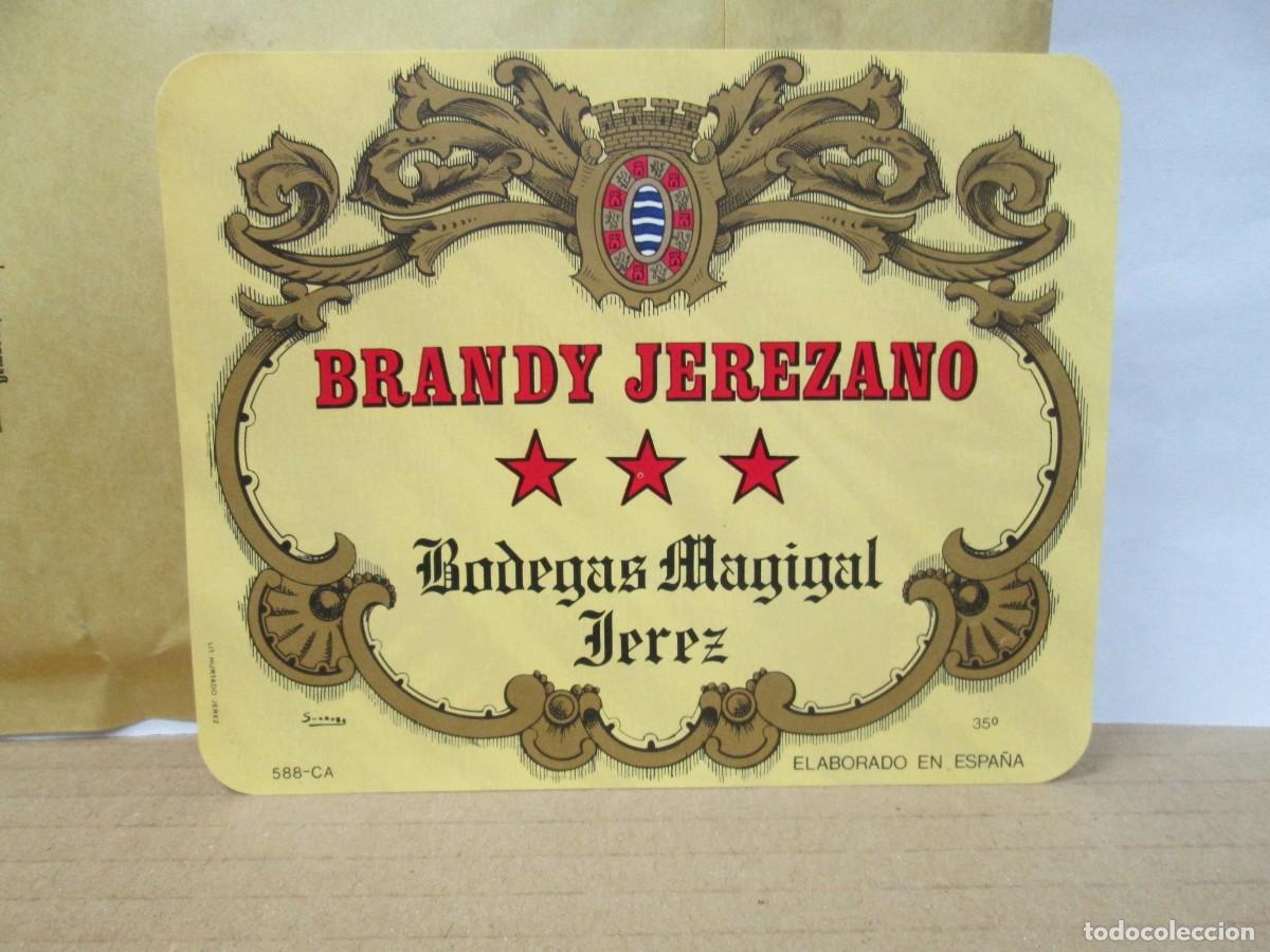 Etiquetas antiguas: ANTIGUA ETIQUETA, BRANDY DE JEREZ BODEGAS MAGIGAL