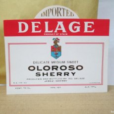 Etiquetas antiguas: ANTIGUA ETIQUETA, DELAGE OLOROSO SHERRY