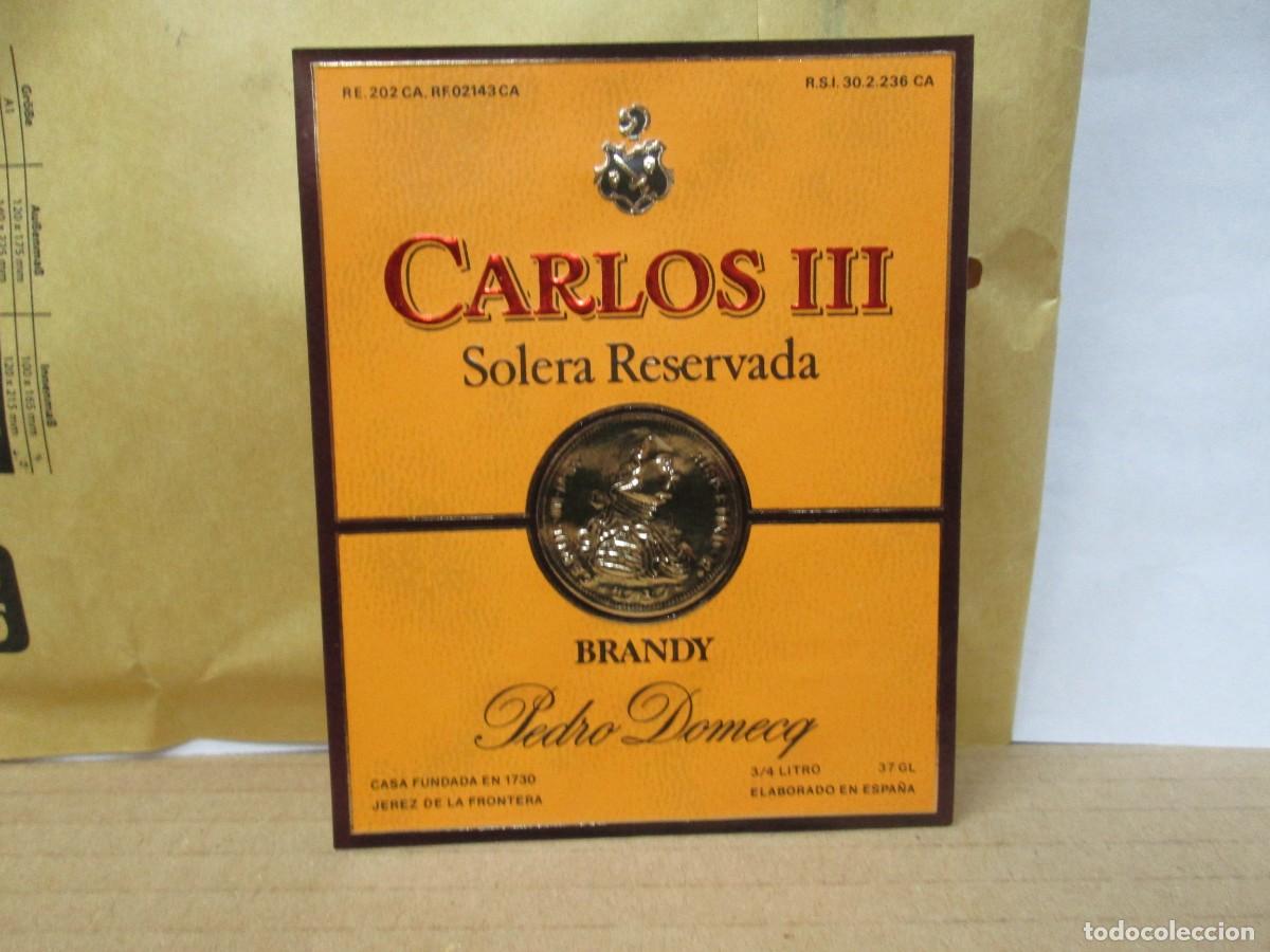 Etiquetas antiguas: ANTIGUA ETIQUETA, BRANDY CARLOS III SOLERA RESERVADA