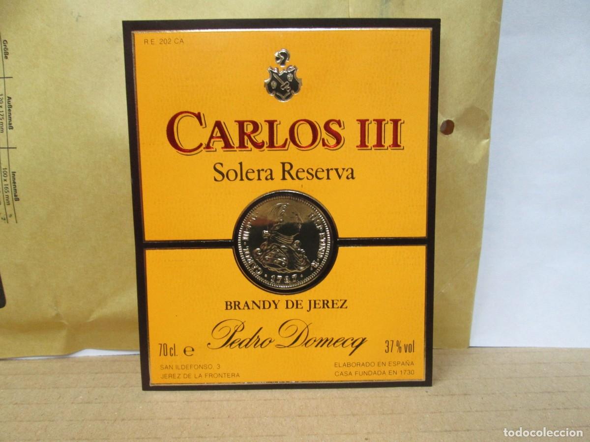 Etiquetas antiguas: ANTIGUA ETIQUETA, BRANDY CARLOS III SOLERA RESERVADA