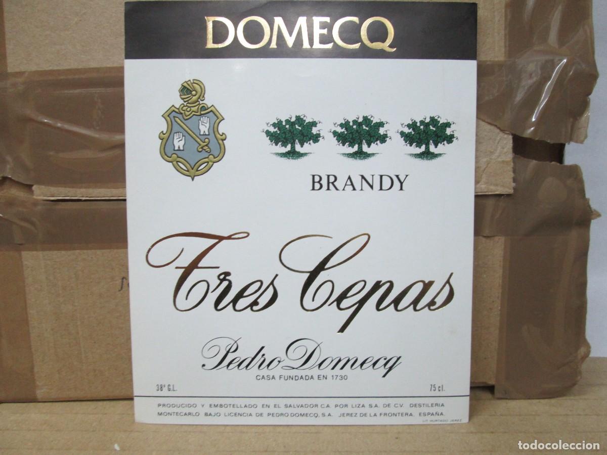 Etiquetas antiguas: ANTIGUA ETIQUETA, BRANDY TRES CEPAS PEDRO DOMECQ