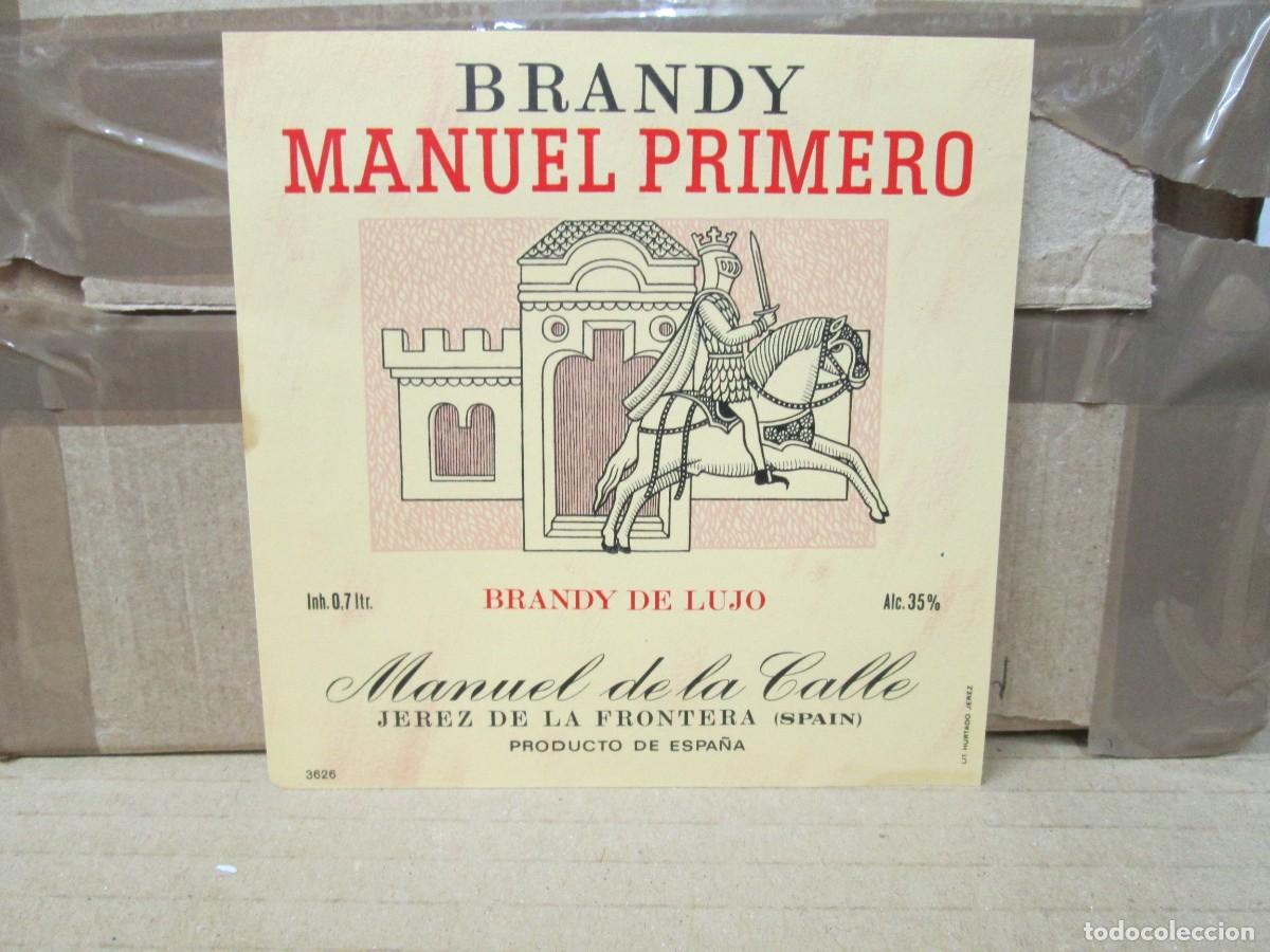 Etiquetas antiguas: ANTIGUA ETIQUETA, BRANDY MANUEL PRIMERO BRANDY DE LUJO