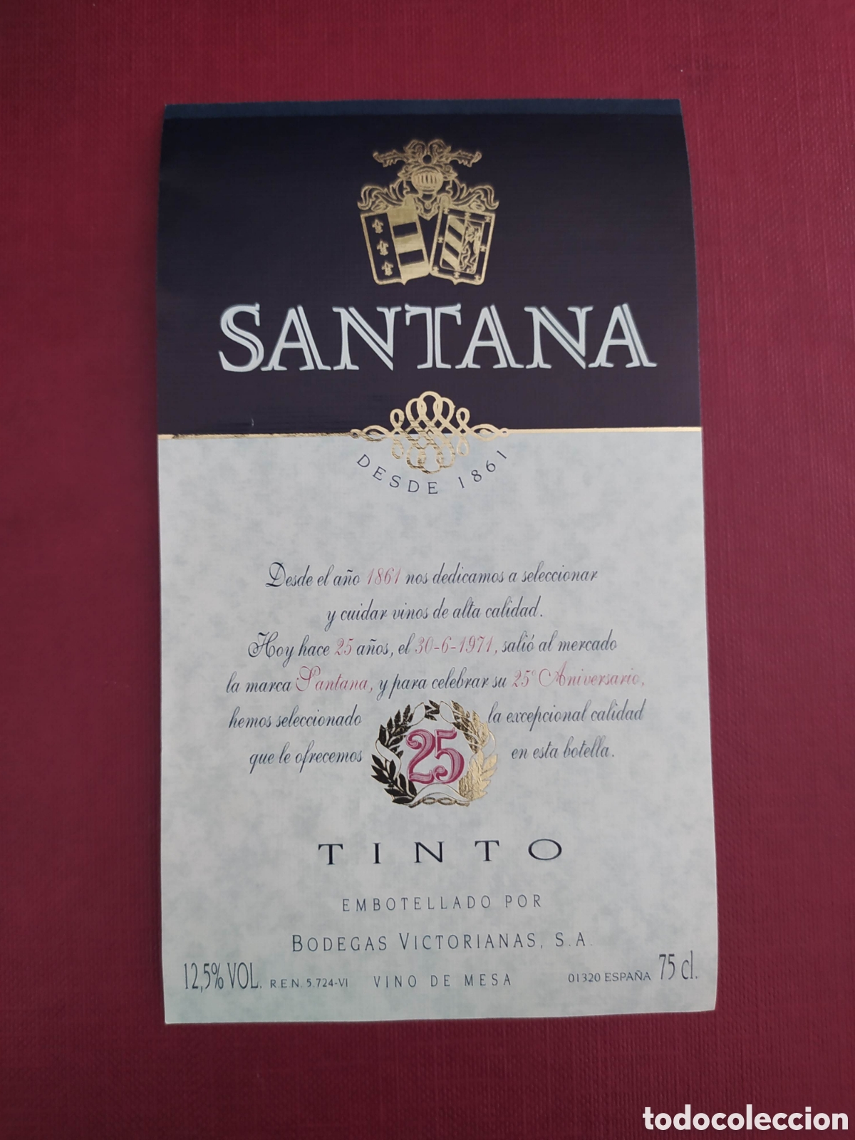 Etiquetas antiguas: Etiqueta vino Santana