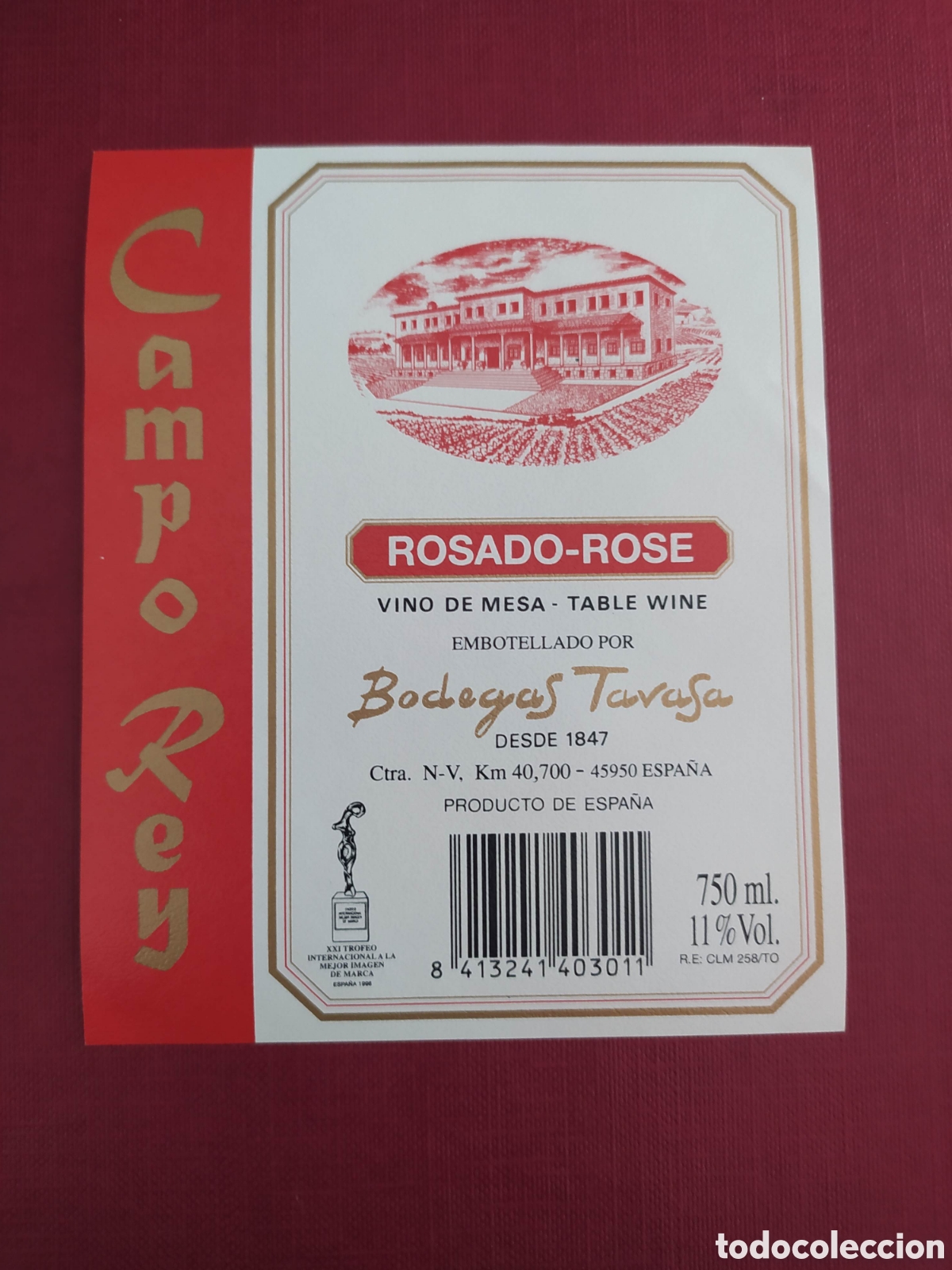 Etiquetas antiguas: Etiqueta vino Campo Rey