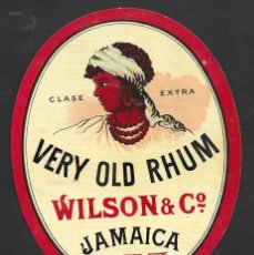 Etiquetas antiguas: ETIQUETA RHUM WILSON JAMAICA, LITOGRAFÍA. Lote 389212759
