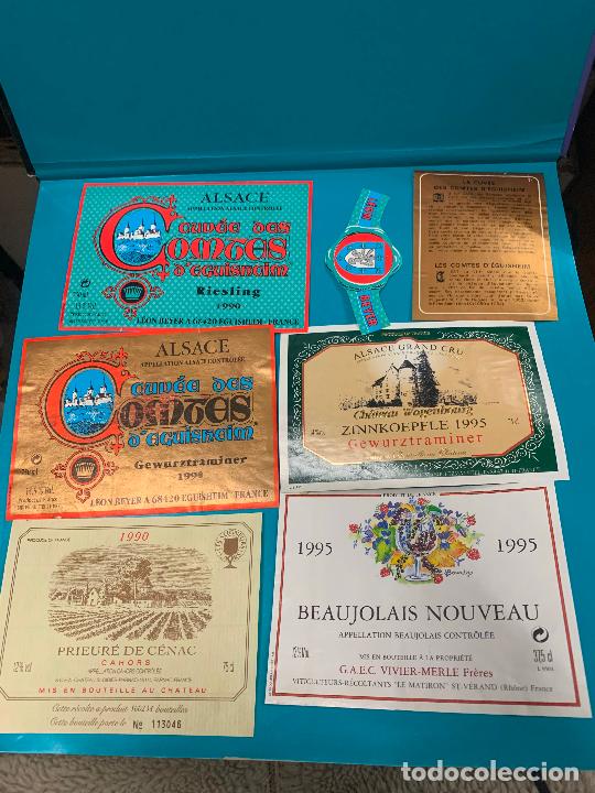 Etiquetas antiguas: Lote de etiquetas de vino, licor o champan&hellip; lo que se ve en la foto