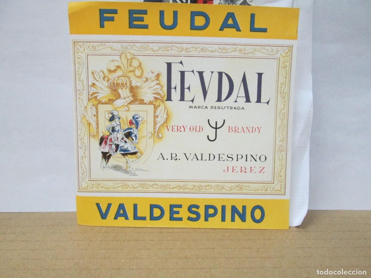 Etiquetas antiguas: ANTIGUA ETIQUETA, VERY OLD BRANDY VALDESPINO FEUDAL