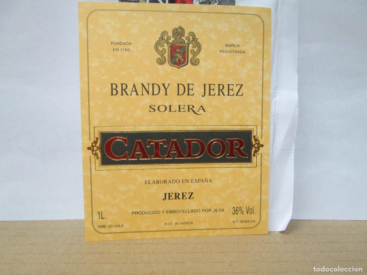 Etiquetas antiguas: ANTIGUA ETIQUETA, BRANDY DE JEREZ CATADOR