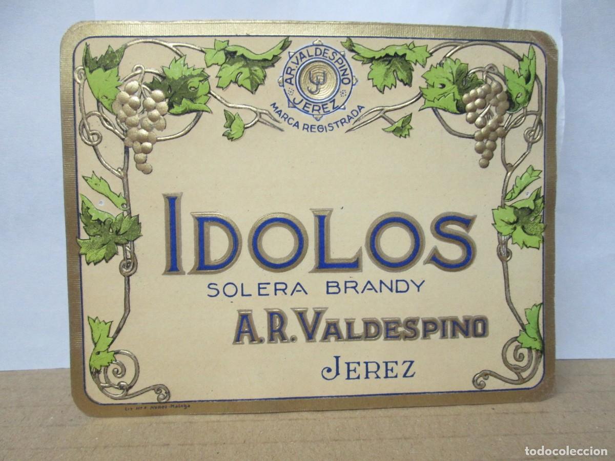 Etiquetas antiguas: ANTIGUA ETIQUETA, IDOLOS SOLERA BRANDY VALDESPINO