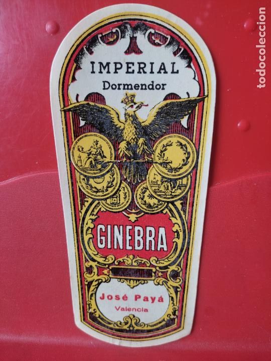 Etiquetas antiguas: GINEBRA VALENCIA IMPERIAL DOMENDOR JOSE PAYA ** ETIQUETA ORIGINAL ANTIGUA 15,6 X 6,6 CMS