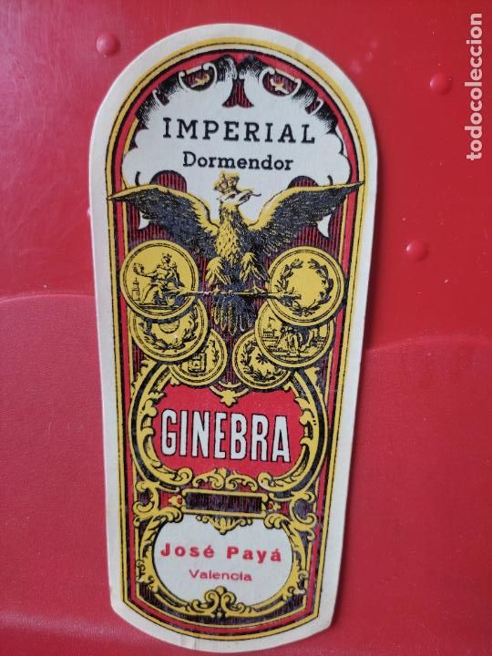Etiquetas antiguas: GINEBRA VALENCIA IMPERIAL DOMENDOR JOSE PAYA ****** ETIQUETA ORIGINAL ANTIGUA 15,6 X 6,6 CMS