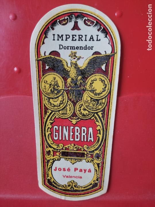 Etiquetas antiguas: GINEBRA VALENCIA IMPERIAL DOMENDOR JOSE PAYA ******* ETIQUETA ORIGINAL ANTIGUA 15,6 X 6,6 CMS