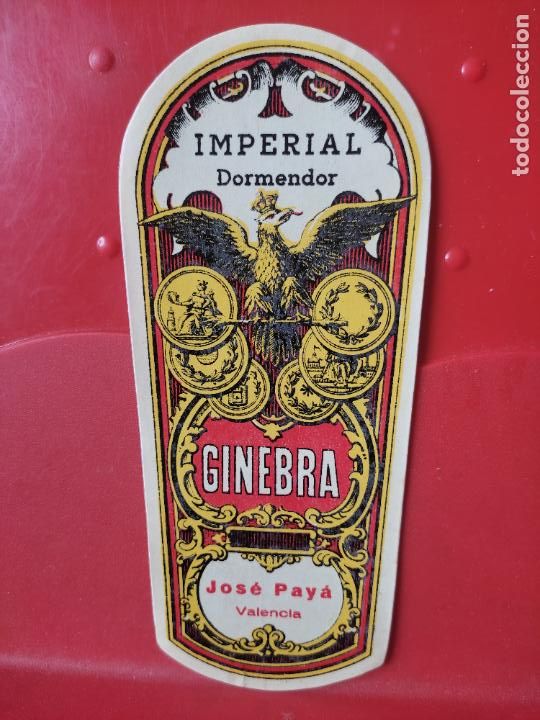 Etiquetas antiguas: GINEBRA VALENCIA IMPERIAL DOMENDOR JOSE PAYA ******** ETIQUETA ORIGINAL ANTIGUA 15,6 X 6,6 CMS