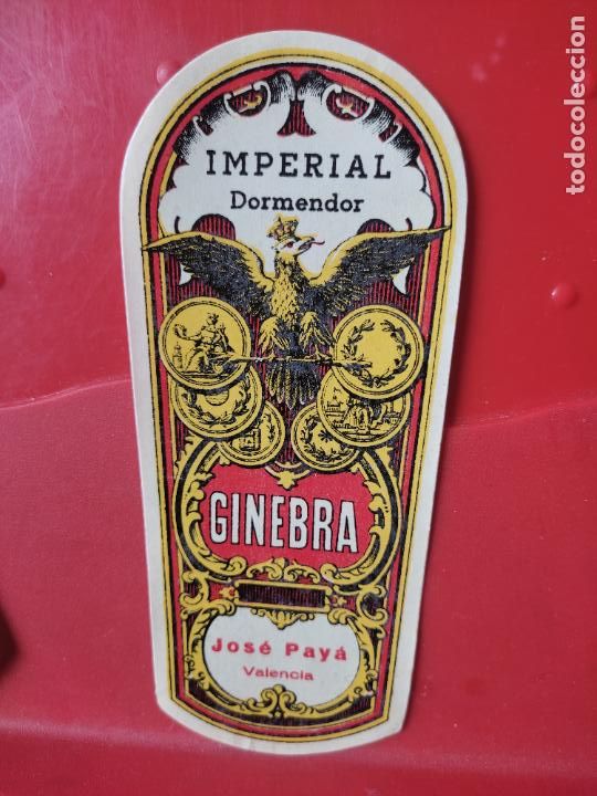Etiquetas antiguas: GINEBRA VALENCIA IMPERIAL DOMENDOR JOSE PAYA ******_** ETIQUETA ORIGINAL ANTIGUA 15,6 X 6,6 CMS