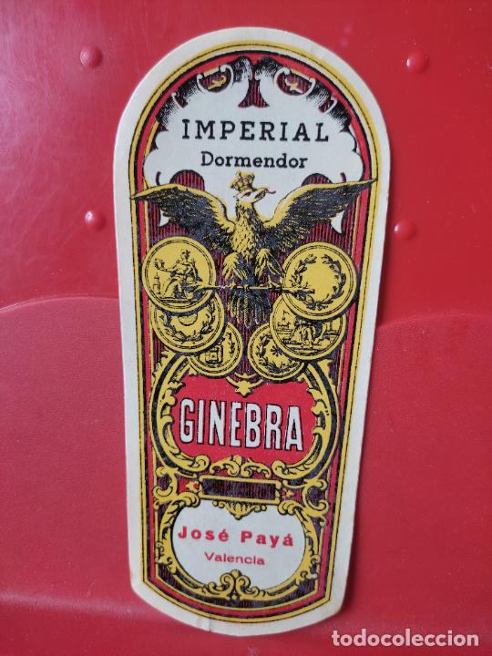 Etiquetas antiguas: GINEBRA VALENCIA IMPERIAL DOMENDOR JOSE PAYA *__* ETIQUETA ORIGINAL ANTIGUA 15,6 X 6,6 CMS