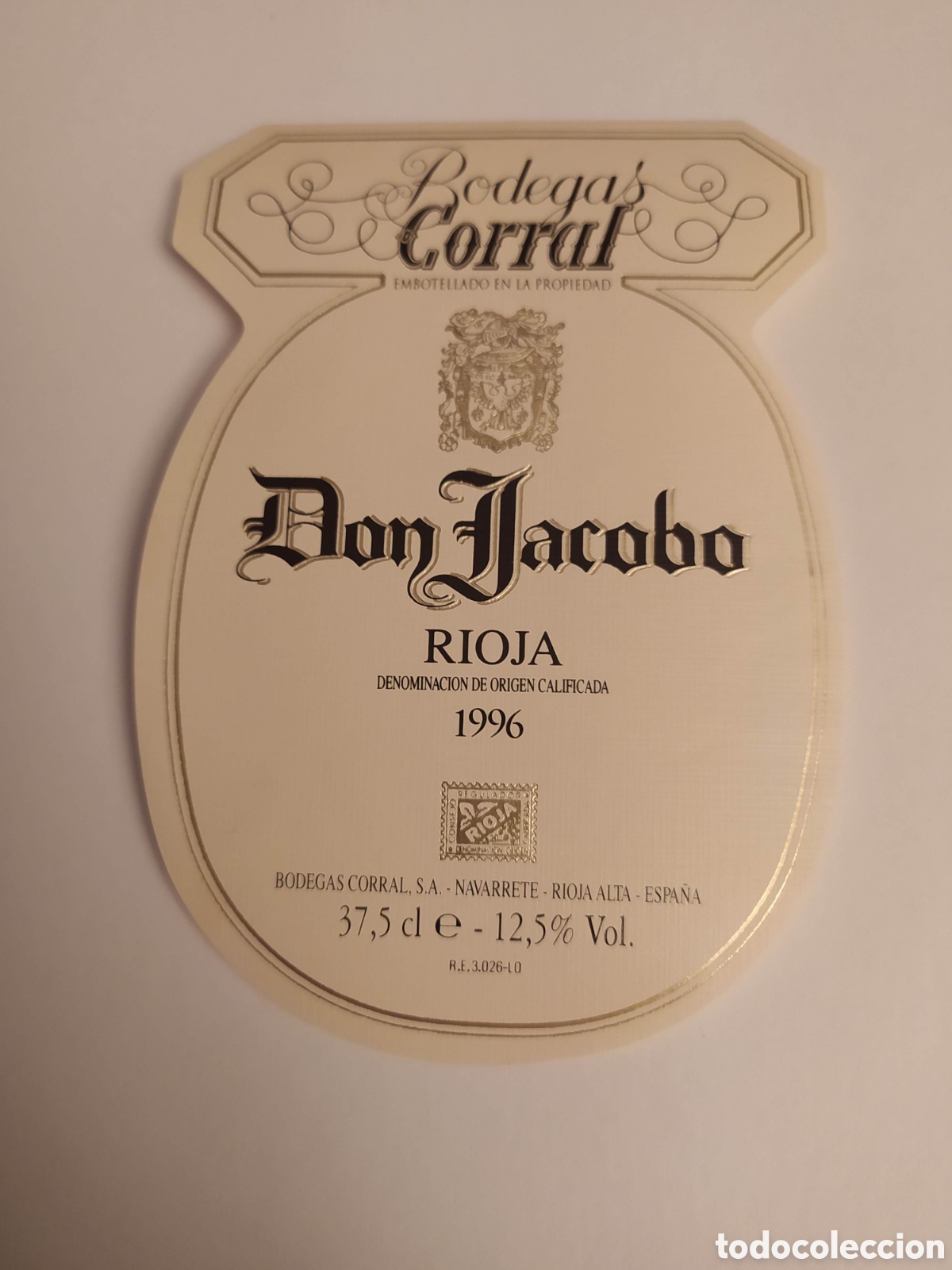 Etiquetas antiguas: Etiqueta vino Don Jacobo Rioja 1996